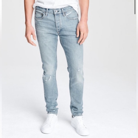 Rag & bone Fit 1 Low-Rise Fire Island Extra Slim Fit Light Indigo Jeans - Picture 2 of 16